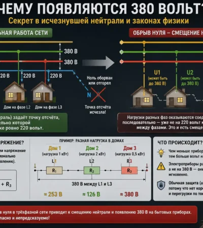Обрыв нуля: почему в розетке оказывается 380 вольт и что успевает сгореть – фото №2